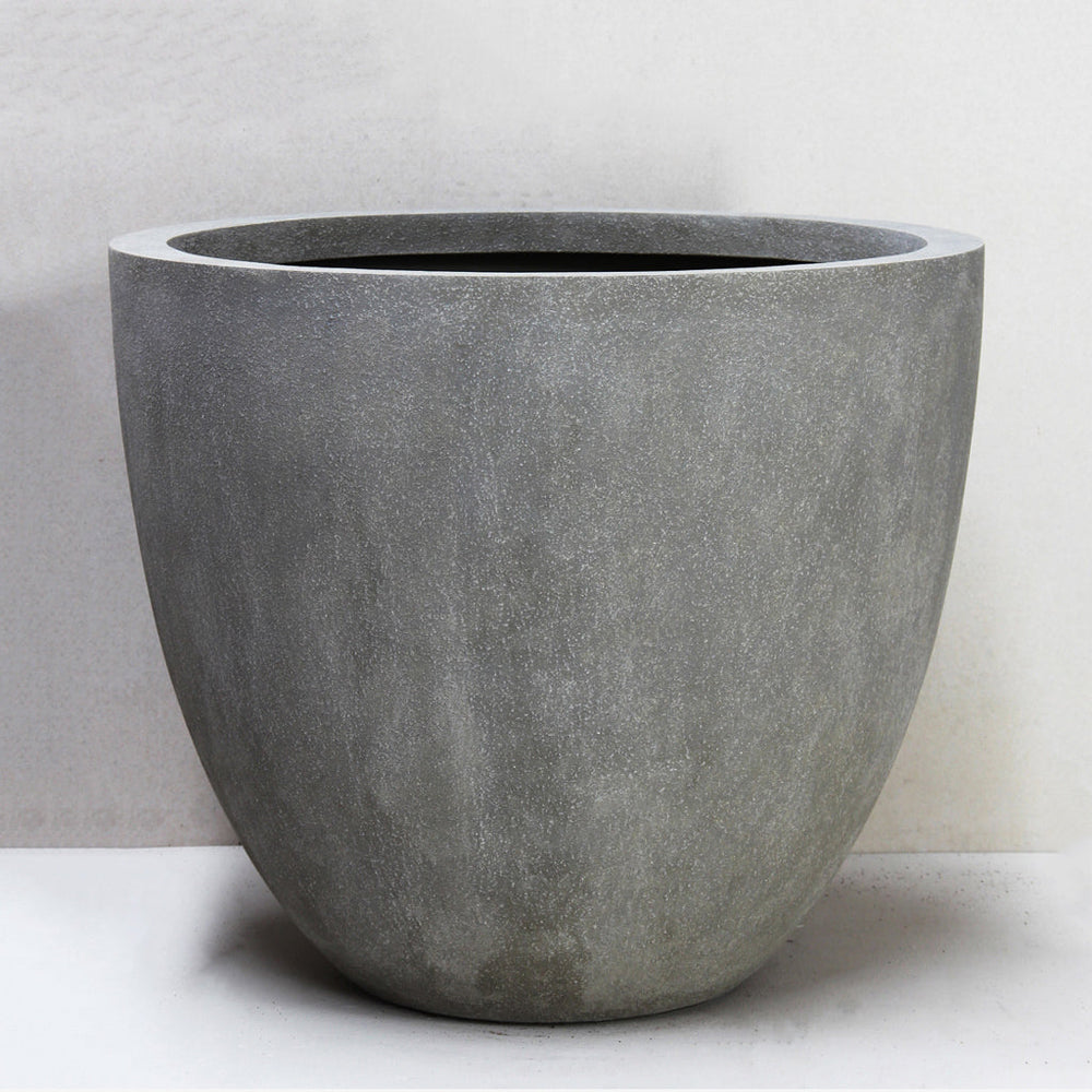 Traditional Egg Pot Wide Lip - Natural Cement